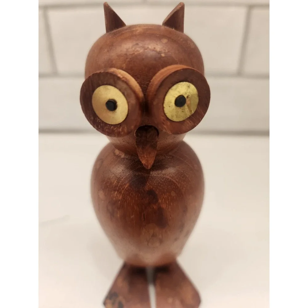 Vintage Laurids Lonborg Wooden Owl Figurine MCM Carved Teak Danish‎ Eames Era 5